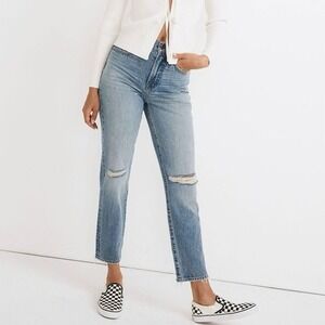Madewell‎ Women's Perfect Vintage Jeans Size 25 Blue Phillips Wash Knee-Rips